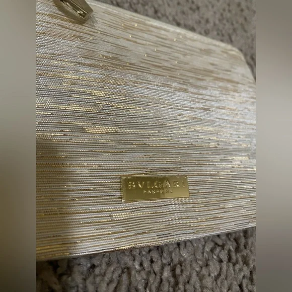 NEW Bvlgari gold biege beauty pouch